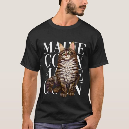 Süße Maine Coon Katze T-Shirt (Vorderseite)