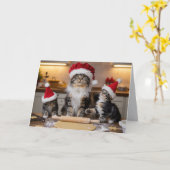 Süße Maine Coon Weihnachtsplätzchen Karte (Gelbe Blume)