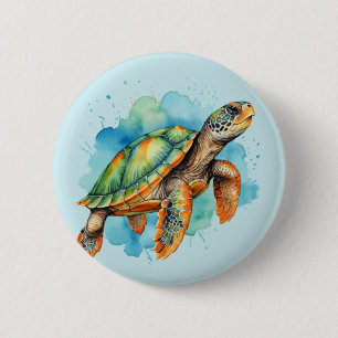 Süße Mal-Schildkröte Button