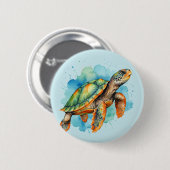 Süße Mal-Schildkröte Button (Vorne & Hinten)