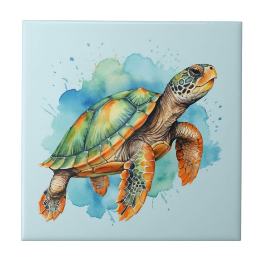 Süße Mal-Schildkröte Fliese (Vorderseite)