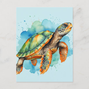 Süße Mal-Schildkröte Postkarte