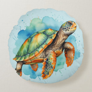 Süße Mal-Schildkröte Rundes Kissen