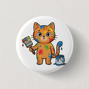Süße Malerkatze Knopf Button