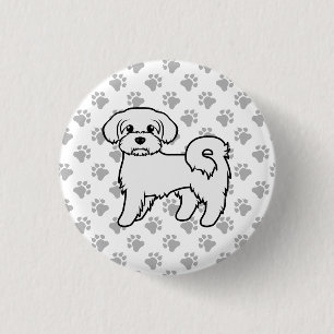 Süße malteser Cartoon-Hund-Illustration Button