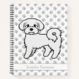 Süße malteser Cartoon-Hund-Illustration & Name Notizblock