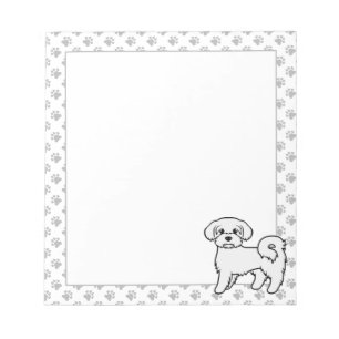 Süße malteser Cartoon-Hund-Illustration Notizblock