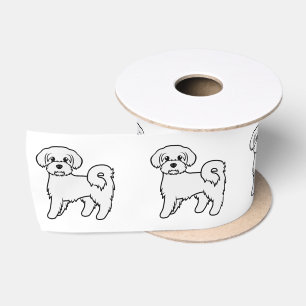 Süße malteser Cartoon-Hund-Illustration Satinband