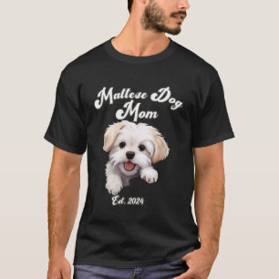 Süße Malteser-Hundemutter Est. 2024 Design Welpe H T-Shirt