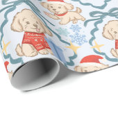 Süße Malteser-Welpen Weihnachtsgeschenk Geschenkpapier (Rolleneckpunkt)