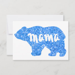 Süße Mama-Bär Blau-Sparkle-Design für sie Karte