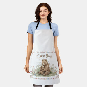 Süße Mama Bär und Baby Bär Floral Aquarell  Schürze
