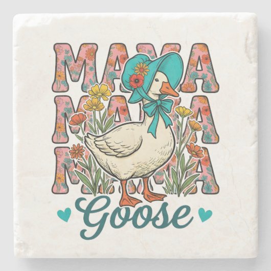 Süße Mama-Gans-Wortkunst Steinuntersetzer (Vorderseite)