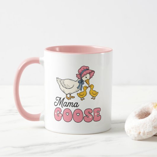 Süße Mama-Gans-Wortkunst  Tasse (Mit Donut)