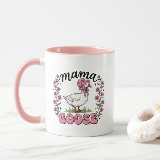 Süße Mama-Gans-Wortkunst Tasse (Mit Donut)