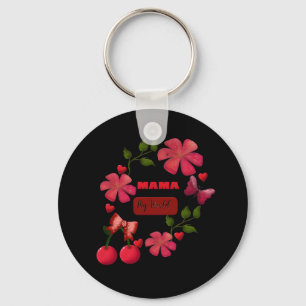 Süße Mama Meine Welt Florales Kirsch-Herz-Design Schlüsselanhänger