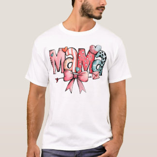 Süße Mama mit Herzen & Schleife | Trendiges Mamma T-Shirt