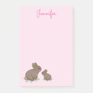 Süße Mama und Baby-Kaninchen in Klee-Rosa Post-it Klebezettel