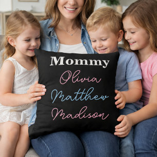 Süße Mamma Rosa Blau Kinder Namen Typografie Kissen