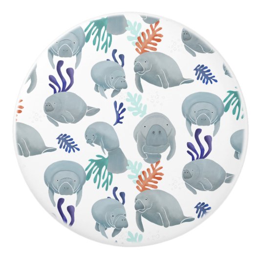 Süße Manatees mit Blasenmuster Keramikknauf (Vorderseite)