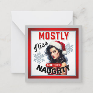 Süße manchmal unartige Retro-Christmas-Pinup-Darst Mitteilungskarte