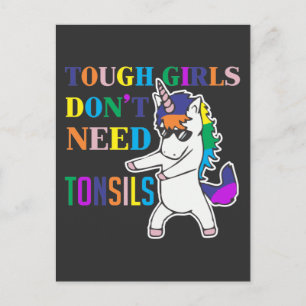 Süße Mandelentfernungs-Operations-Einhorn-Mädchen- Postkarte