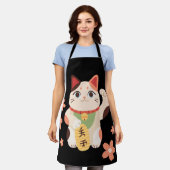 Süße Maneki Neko Glückskatze Schürze (Getragen)