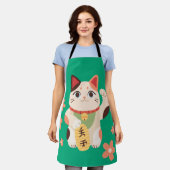 Süße Maneki Neko Glückskatze Schürze (Getragen)