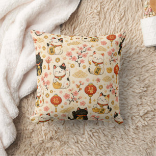 Süße Maneki Neko Japanische Glückskatze Kissen