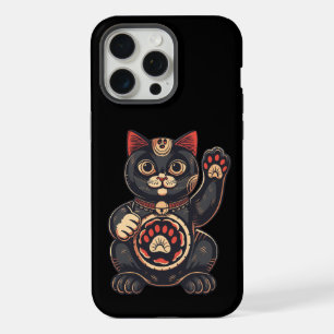 süße Maneki Neko Katzenmuster gezeichnet Japanisch iPhone 15 Pro Max Hülle