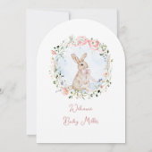Süße Märchenbuch-Hasen-Wildblumen-Kranz-Baby-Party Einladung (Rückseite)