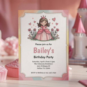 Süße Märchenprinzessin Mädchen Geburtstag Einladung