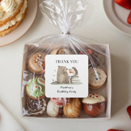 Süße Märchenwaldtiere Geburtstags-Dankeschön Quadratischer Aufkleber