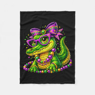 Süße Mardi-Gras-Alligator-Gator-Perlen-Maske Karne Fleecedecke