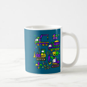 Süße Mardi-Gras-Baustellen-LKWs-Bagger-Spielzeuge Kaffeetasse