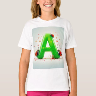 Süße Marienkäfer auf grünem Alphabetbuchstaben A T-Shirt