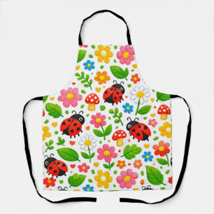 Süße Marienkäfer Blumenkinder mit Blumen und Blätt Schürze