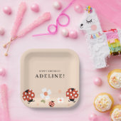 Süße Marienkäfer-Geburtstagsfeier  Pappteller (Party)