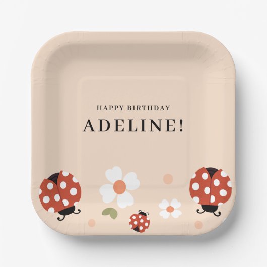 Süße Marienkäfer-Geburtstagsfeier  Pappteller (Vorderseite)