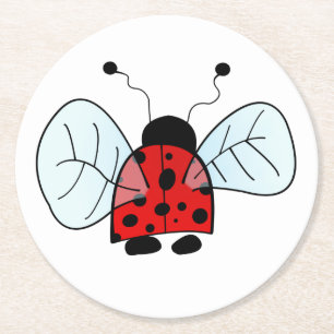 Süße Marienkäfer-Illustration Runder Pappuntersetzer