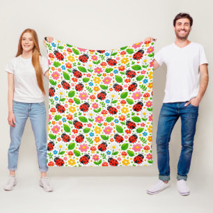 Süße Marienkäfer und Blumen für Kinderzimmer-Dekor Fleecedecke