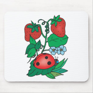 süße Marienkäfer und Erdbeeren Mousepad