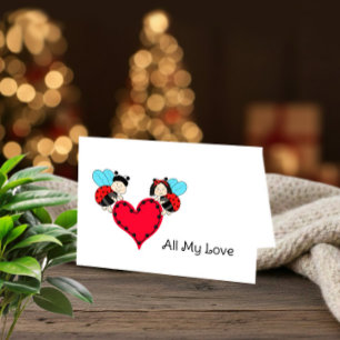 Süße Marienkäfer Valentinstagskarte – All meine Li Feiertagskarte