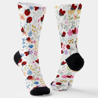 Süße Marienkäfer Wildblumen Verspieltes Florales Socken