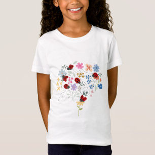 Süße Marienkäfer Wildblumen Whimsical Florales Mäd T-Shirt