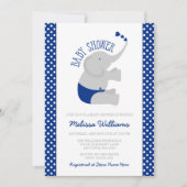 Süße Marine-blaues Grau-Elefant-Babyparty Einladung (Vorderseite)