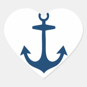 Süße marineblaue nautische Inspiration Herz-Aufkleber