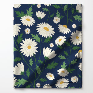 Süße marineblaue und weiße Blumen-Daisy Stoff
