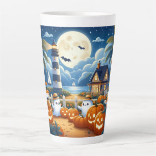 Süße, maritime Halloween-Geister/Kürbisse im Küste Milchtasse