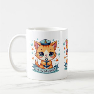 Süße maritime Katze Segel-Anker-Wortspiel Kaffeetasse
